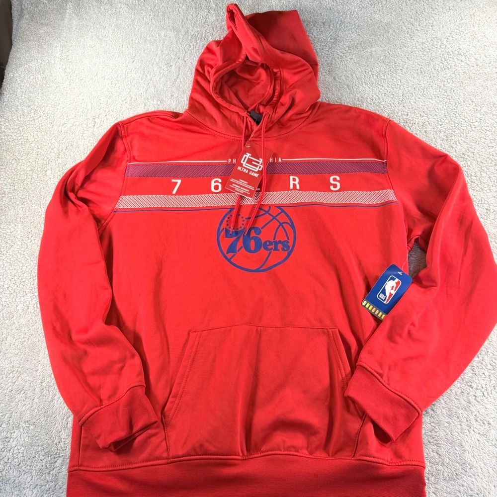 Ultra Game NBA Philadelphia 76ers Hoodie Mens XL Red Fleece Active Pullover